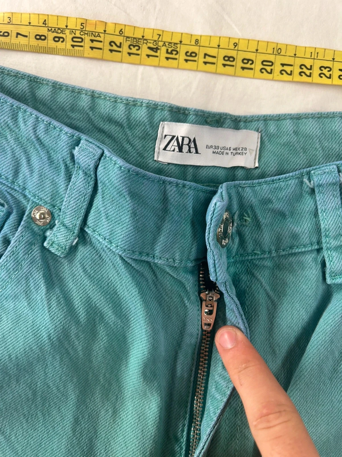 Zara blue green flared wide leg jeans size 38 vintage – photo 8